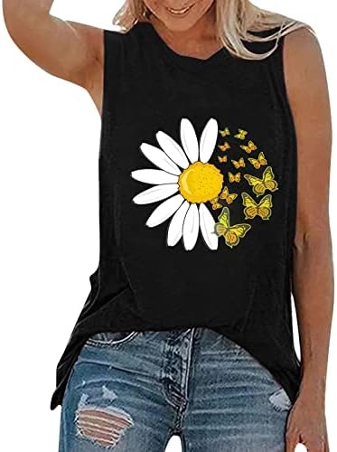 KCJGIKPOK Plus Size Flowy Tartály Tetejét a Nők, Százszorszép Virág Grafikus Póló Inspiráló Póló Aranyos Alkalmi, Rövid Ujjú