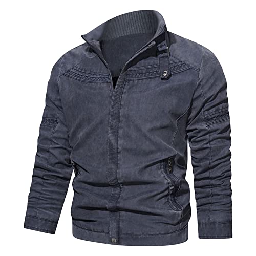 Férfi Mosott Könnyű Repülés Kabát Téli Meleg Lágyhéjúteknős Bomber Kabát Outwear Teljes Zip Széldzseki Kabátok (világoskék,X-Large)