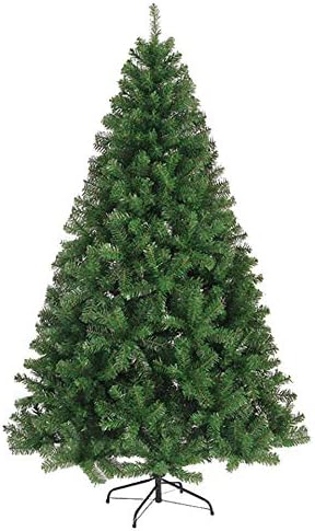 DULPLAY PVC Mesterséges karácsonyfa,Zöld Díszített Fák Auto-Terjed Prémium Lucfenyő csuklós Fém Állvány Beltéri kültéri-210CM