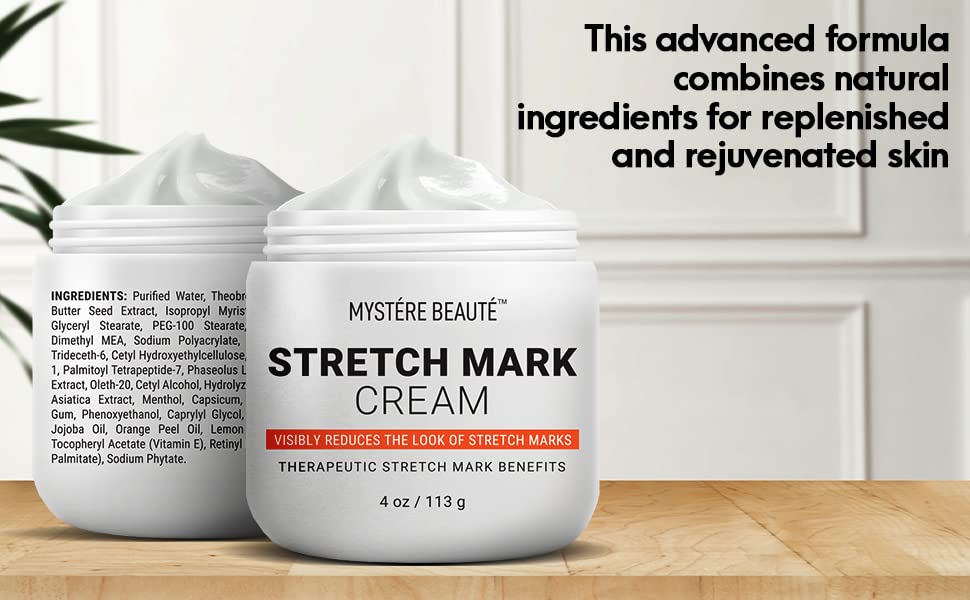 MYSTÉRE beauté cég számára Stretch Mark Krém, Csökkenti a Terhességi csíkok, Hidratálja a Bőrt, A kakaóvaj, Shea Butters, valamint Vitaminok