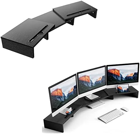 LORYERGO Monitor Állvány, Hosszú Nagy Monitor Kelő 2 Slot a Telefon & Tablet, Hossza, Szögben Állítható Számítógép Állvány, Asztali