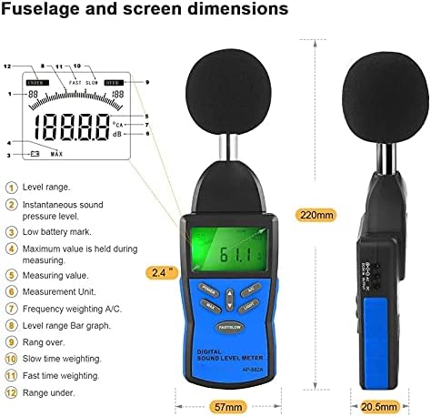 SDFGH 30-130dB Digitális zajszintmérő Zaj Hangerő Mérő Műszer Decibel Monitoring Érzékelő Audio Teszter