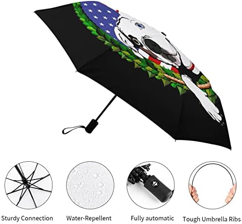 Amerikai Bulldog Amerikai Zászló Szélálló Utazási Esernyő Könnyű UPF 50+ UV Védelem Összecsukható Esernyő Üzleti Személyes