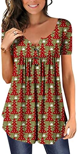 xipcokm Női Karácsony Rövid Ujjú Tshirt Divat Aranyos Grafikus Tunika Maximum Elrejteni Hasa Alkalmi Alkalmi Blúzok, Ingek, pólók