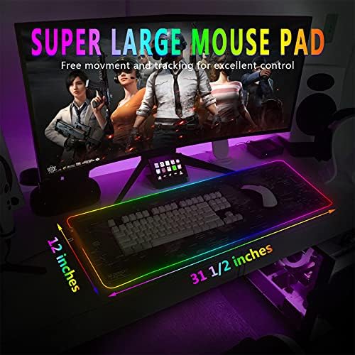 TONOS Nagy Gaming Mouse Pad Asztal, RGB Egér Pad 11 Világítási Módok, Minőségi Világ Térkép Egér Pad Tartós Szalag Világítás, Vízálló LED