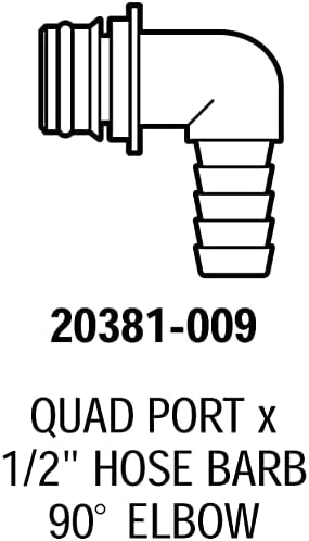 Surgeflo Quad Port Szerelvények Quad Víz Szivattyú (1/2 Tömlő Barb - 90° - Os Könyök)
