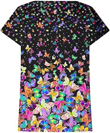 Női T-Shirt Grafikus Pillangó virágmintás Maximum Sapka, Rövid Ujjú Kerek Nyakú Ing, Nyári Alkalmi Slim Fit Póló