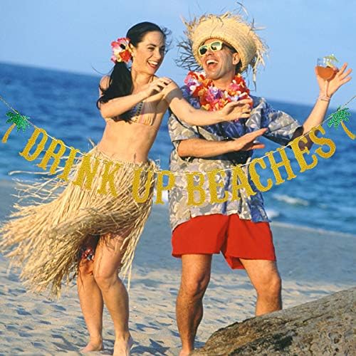 Igyál Strandok Banner Arany Csillogás, Beach Party Dekor/Trópusi Szülinapi Dekoráció/Hawaii Party Dekoráció/Aloha Dekoráció/Leánybúcsú