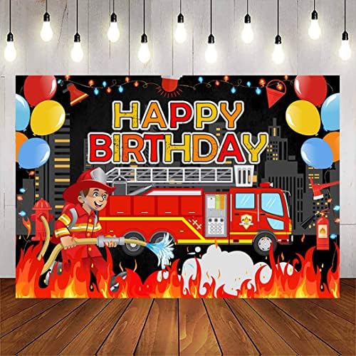 Avezano Tűzoltó Szülinapi Hátteret tűzoltóautó Boldog Szülinapi Parti Dekoráció Zászló Tűzoltó Téma Gyerekek Bday Háttér Fiúk Születésnapi