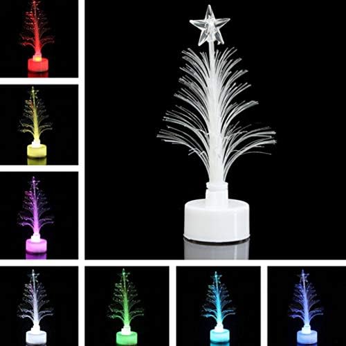 NUOBESTY 6db Optikai karácsonyfa LED Mini Asztali karácsonyfa Topper Csillag Karácsonyi Asztali Díszek, Dekorációk