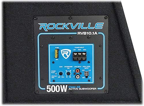 Rockville RVB10.1A 10 500W Teljesítményű Autó Mélynyomó+Sub Burkolat Doboz+Amp Vezeték Készlet