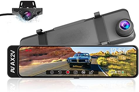 AX2V 11 Tükör-fedélzeti Kamera - 1080P, Elöl-Hátul Kettős Felvétel, Vízálló, Biztonsági Kamera Super éjjellátó, Teljes Érintőképernyős
