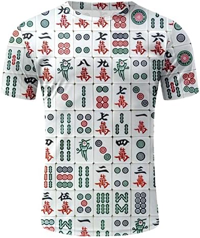 XXBR Nyári Férfi Katona Rövid Ujjú T-shirt 3D Vicces Mahjong Nyomtatás Sleeve Maximum Utca Izom Alkalmi Újdonság Tees