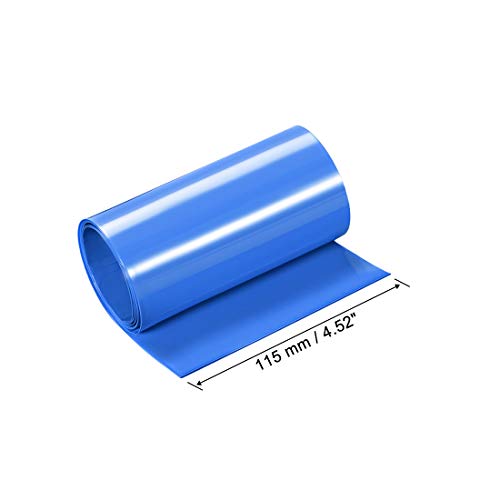 uxcell PVC Hő zsugorcső 115mm Lapos Szélesség Pakolás a Kettős Réteg 18650 1 Méter Kék