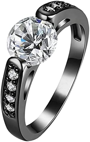 2023 Fekete Gyűrű Fehér Gyémánt Cirkónia Eljegyzési Gyűrű, Esküvői Gyűrű, Gyűrűk, Tini Fiúk (Fekete, 8)