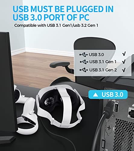 YRXVW Link Kábel 10FT az Oculus Quest 2/Pro, Töltő Kábel Kompatibilis Pc/Steam Játék, Nagy Sebességű adatátviteli Töltő Kábel,