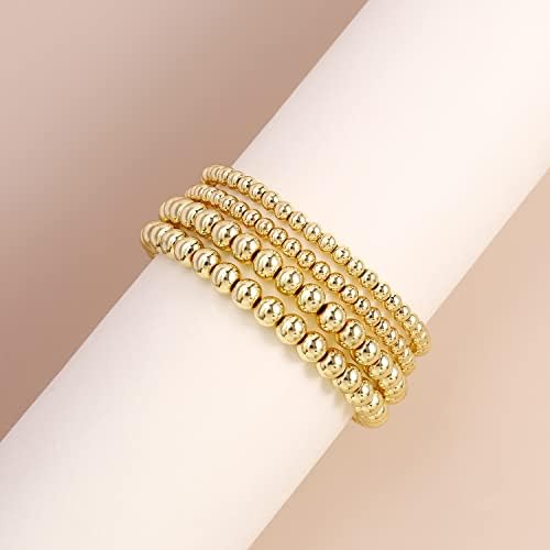 Elegancia 11 minták 14K Aranyozott Gyöngy Labdát Karkötő Rugalmas Elasztikus Arany Gyöngyös Karkötő Női