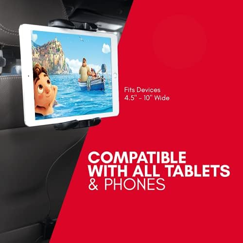 Macally Tablet tartó Autó Fejtámla 4 Készülék USB Autós Töltő - Tökéletes Ülésen iPad Autós tartó Gyerekeknek - Univerzális Tablet & iPad