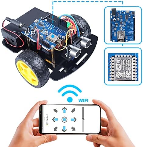 2WD Okos Robot Autó Készlet ESP8266 ESP-12E D1 WiFi Testület az Arduino Ellenőrzés Mobil Ultrahang Modul Képzési csomag a Kamasz/Felnőtt
