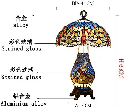 Retro Dekoratív Nappali Éjjeli Lámpa 40CM Tiffany ólomüveg asztali Lámpa Kék Üveg Szitakötő Klasszikus Retro Nappali Lámpa Éjjeli Lámpa