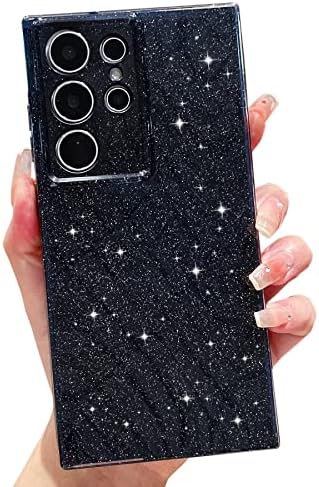 OWLSTAR Kompatibilis a Samsung Galaxy S23 Ultra Esetben, Aranyos Csillogás Csillogó Bling hátlapot a Nők, Lányok (Fekete)