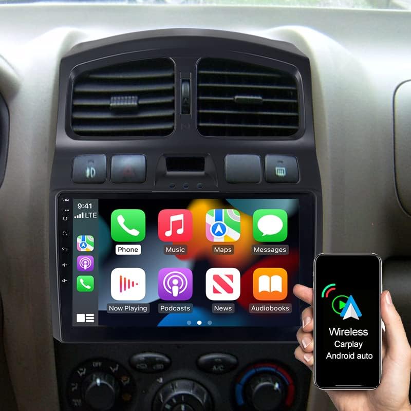 ASURE 9 Autó Hifi GPS Navigációs Egység Hyundai Santa Fe 2000-2005-Ös,4-Es Core 2+32GB Android 10 Vezeték nélküli Carplay,Android Auto,SWC,1280x720