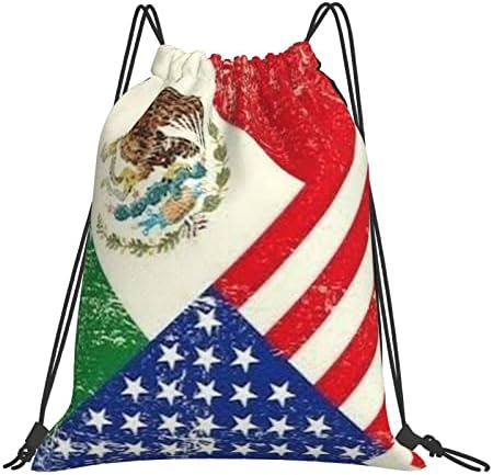YTORA Mexikói-Amerikai Zászló Húzózsinórral Hátizsák, Táska, Vízálló Felhívni a String Vissza Sack Tornaterem Zsák Összehúzható Úszni