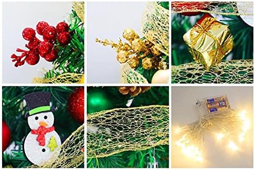 Aetygh 18 Asztali karácsonyfa, Faux Mini karácsonyfa Meleg Fények, Díszek, Akkumulátoros, Zsákvászon Bázis