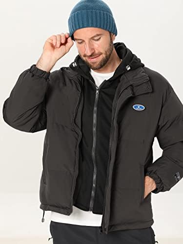 OSHHO Kabátok Női - Férfi Javítás Részlet Húzózsinórral Kapucnis Puffer Kabát (Szín : Csokoládé Barna, Méret : Kicsi)