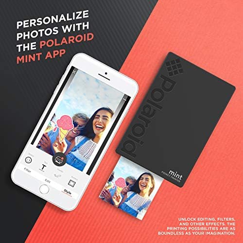 Zink Polaroid Menta Zsebében Nyomtató W/ Zink Zero Ink Technológia & Beépített Bluetooth Android & iOS Eszközök - Fekete