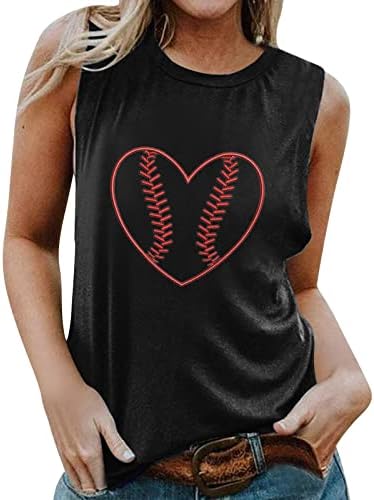 Július 4-Tartály Tetejét a Nők Edzés Edzés Baseball Nyomtatott Tshirts Ing O-Nyak Lélegző Ujjatlan Pullovers Maximum
