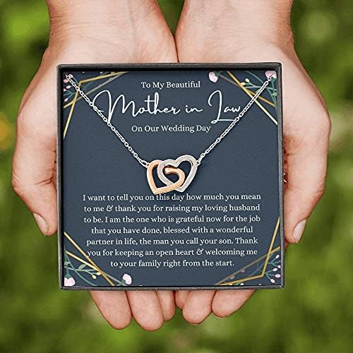 Üzenet Kártya Ékszerek, Kézzel Készített Nyaklánc - Személyre Szabott Ajándékot Biztosítóberendezés Szívét, Hogy Az Anyósom Az Esküvőnk