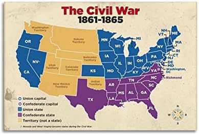 Térképek Az Amerikai polgárháború Használják, Mint a Tanulás Osztálytermi Poszter Oktatás Plakát, Poszter Díszítő Festés Vászon