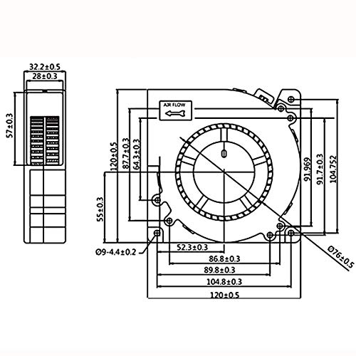 Wathai Brushless Hűtő Ventilátor Ventilátor 120 mm x 32 mm-es 12V Magas Légáramlás DC Centrifugális Ventilátor