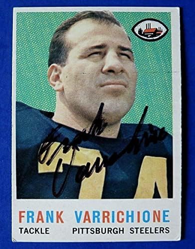 1959 Topps Frank Varrichione Aláírt labdát Kártya 61~ Garancia - Dedikált NFL Labdarúgó-Kártyák