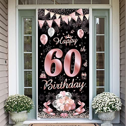 A 60-ik Születésnapját Banner, a 60-ik Születésnapját Rose Gold Party Dekoráció Hátteret, valamint Ajtót Banner Női,60 Születésnapi