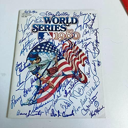 1980 Philadelphia Phillies Csapat Aláírt World Series Program 35 Szigma SZÖVETSÉG COA - MLB Dedikált Egyéb Tételek