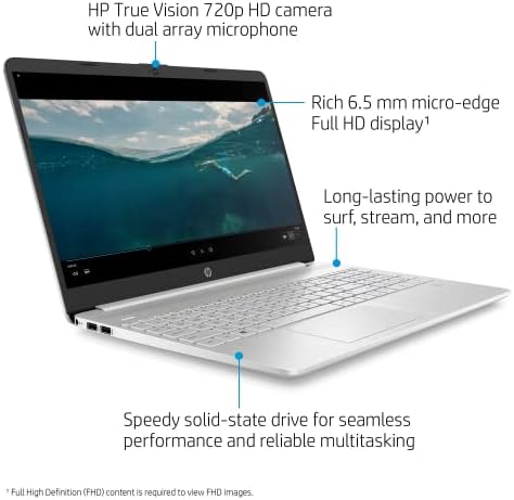 HP 15.6 FHD Laptop, 11 Generációs Intel Core i3-1125G4, a Windows nem a 11-S Módban, Hosszú Akkumulátor élettartam, Gyors-Díj, Vékony