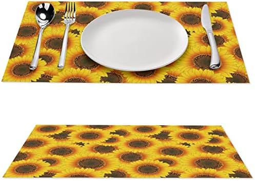 Sárga Napraforgó PVC Táblázat Szőnyeg Mosható Placemats Terítő Asztal Pad Asztal