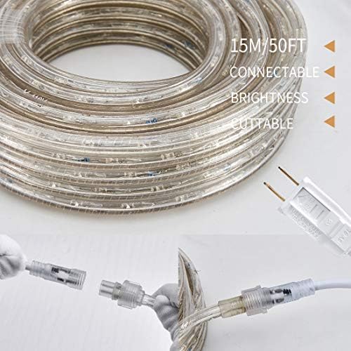 JINQI 33ft/10m Csatlakoztassa a LED-es Kötél, Lámpák, 360 Rugalmas Fehér Led, 110V, Vízálló, Csatlakoztatható, hálózati Csatlakozó
