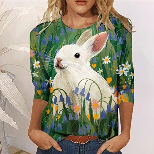 Húsvéti Pólók Női Alkalmi 3/4-Es Ujjú, Aranyos Nyuszi Grafikus Tshirt Trendi Wokout Tunika Maximum 2 Póló