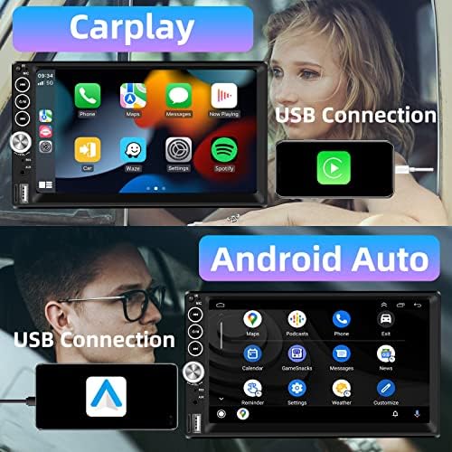 Dupla Din autórádió Beépített Apple CarPlay Android Auto Telefon Tükör Link,podofo 7 Hüvelykes HD Érintőképernyő autórádió, Bluetooth