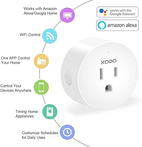 XODO WP1 Smart Plug 4 Csomag WiFi Smart Outlet, 10A, Max Terhelés - WiFi Smart Dugók Nem Hub Szükséges, hangvezérlés, Menetrend & Időzítő