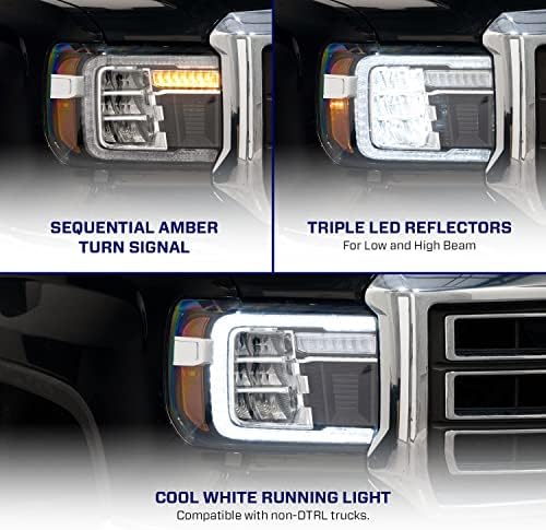 Forma Világítás Szekvenciális LED Reflektor Fényszórók kompatibilis GMC Sierra 1500/2500/3500 2014+ (pár)