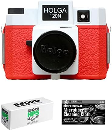 Holga 120N középformátumú Filmes Fényképezőgép (Fekete) a Ilford HP5 120 Film Csomagot, majd Mikroszálas kendő