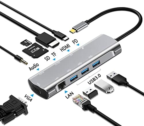 LHLLHL Típus C -Kompatibilis 4K 30Hz RJ45, USB 3.0 Adapter Típus C-HUB Dokkoló Pro Air Laptop Splitter (Szín : D, Méret : E)
