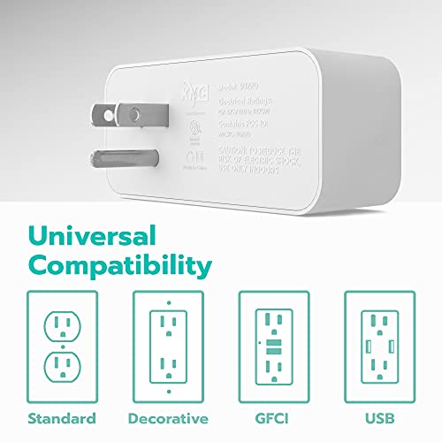 KMC Smart Plug Duo, 2-Outlet Wi-Fi Smart Plug, 2-Komponensű, Multi Csatlakozó Adapter, Függetlenül Vezérelt Intelligens Konnektor,