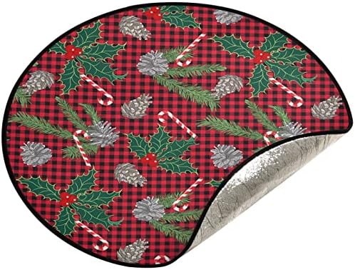 visesunny karácsonyfa Mat Holly Levél Berry Candy Cane fenyőtoboz Fenyő Ága Fa áll Szőnyeg Padló Protector Nedvszívó Fa Állvány Tálca Mat a