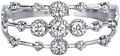VEFSU Divat Női Gyémánt Áttört Gyűrű Cirkon Eljegyzési Gyűrűt Lábujj Gyűrű Készlet (Ezüst, 8)