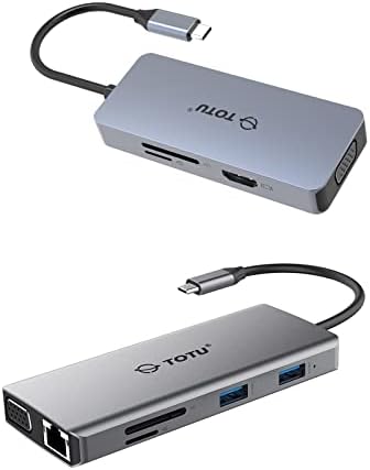 TOTU 11 1 USB C Hub 4K HDMI, VGA, 1000Mbps Ethernet & 6 az 1-ben 4K HDMI-VGA, USB C-Hub